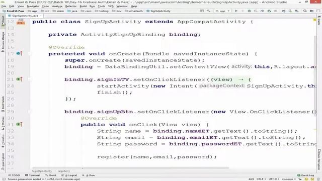36. Android Tutorial: part 3: Firebase Authentication with Email - creating a signup page смотреть онлайн