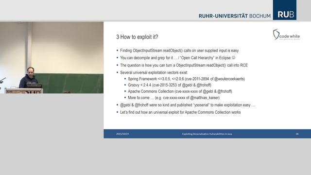 Matthias Kaiser - Exploiting Deserialization Vulnerabilities in Java смотреть онлайн