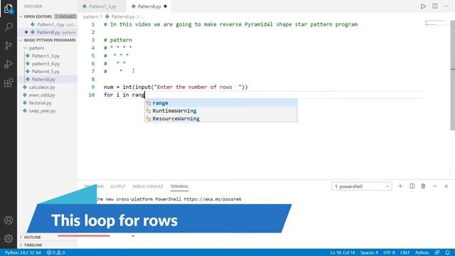 Python Programming - Reverse pyramidal shape star pattern смотреть онлайн