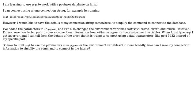 How to save database connection information when using `psql`? смотреть онлайн