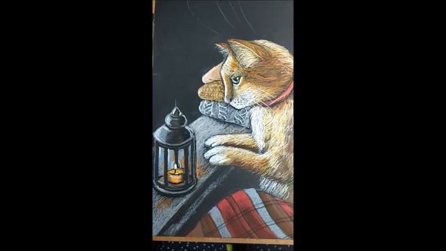 Портреты кошек масляной пастелью. Рисовальный марафон "Новогодний котокролик". Portraits of cats. смотреть онлайн