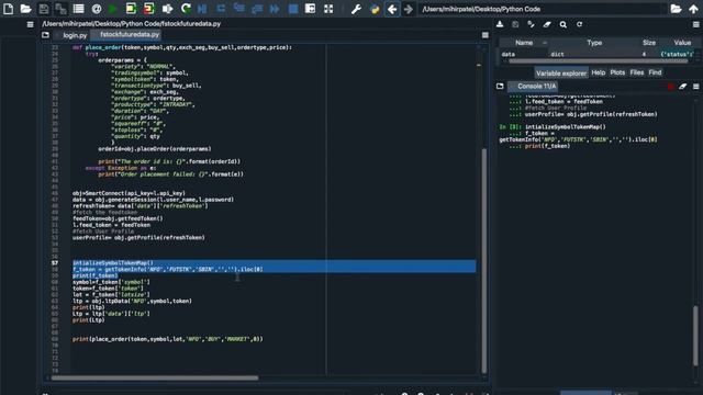 LTP/Order of Stock Futures using Smart API in Python смотреть онлайн