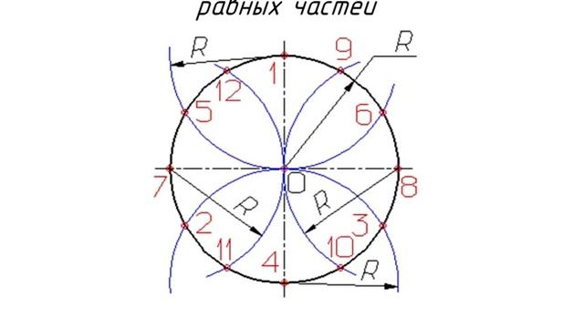 Деление окружности на 12 частей смотреть онлайн