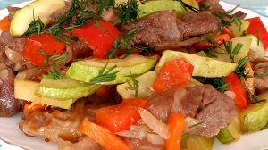 📌 Идеальное Овощное Рагу с мясом и кабачками на сковороде - каждый витамин на своем месте!