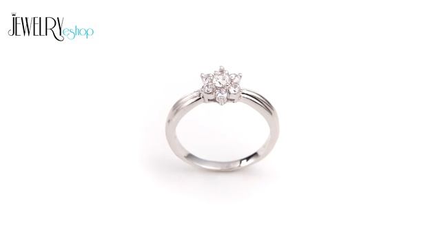 Jewellery - Silver ring 925 - zirconic flower, protuberant line смотреть онлайн