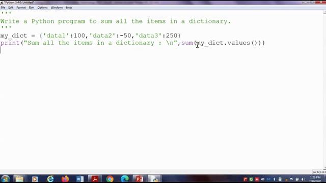 sum of all the items in a dictionary using python смотреть онлайн