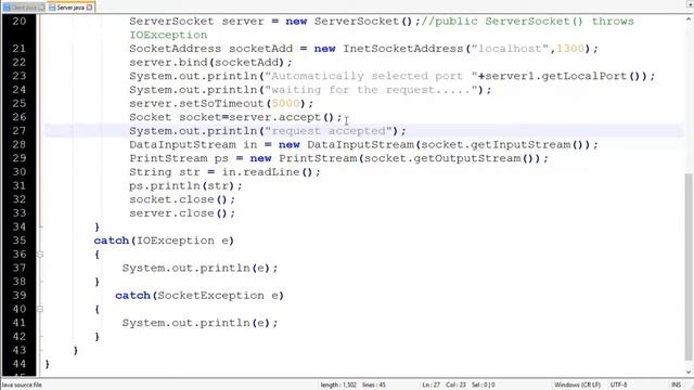 Advance Java Tutorial 03 ServerSocket class and echoing program смотреть онлайн