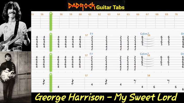 My Sweet Lord - George Harrison - Acoustic Guitar + Bass TABS Lesson смотреть онлайн
