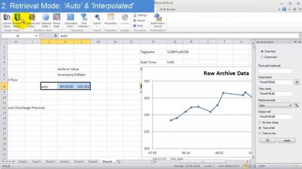OSIsoft: PI Data Interpolation and Retrieval Modes in PI DataLink (PI DL 2013 Excel Add-in)