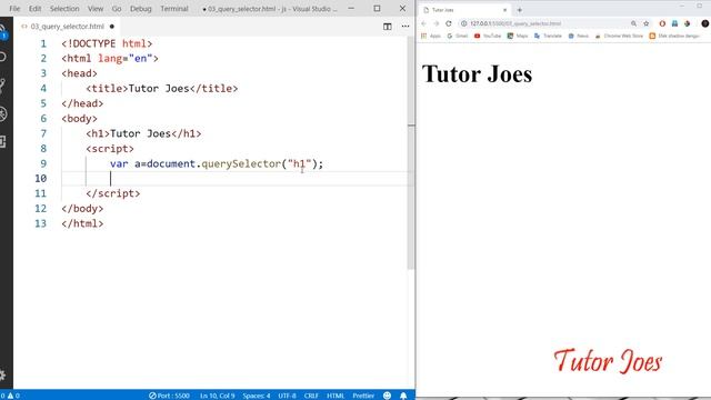 QuerySelector() in JavaScript In Visual Code in தமிழ் смотреть онлайн