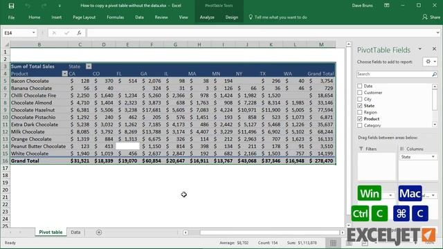 How to copy a pivot table without the data смотреть онлайн