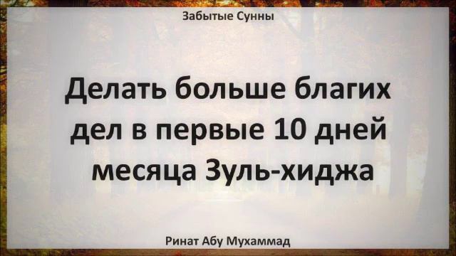 95. Делать больше благих дел в первые 10 дней месяца Зуль-хиджа || Ринат Абу Мухаммад смотреть онлайн