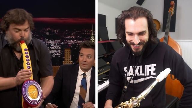 Playing Saxophone with the Sax-A-Boom! Jack Black + Chad LB! смотреть онлайн