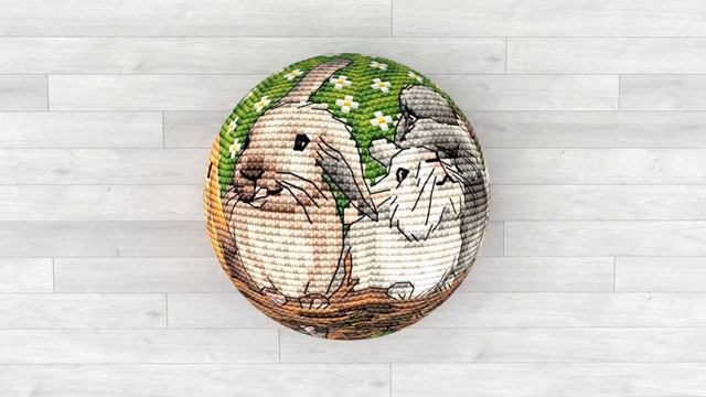 Визуализация шарика "Кролики в ромашках" смотреть онлайн