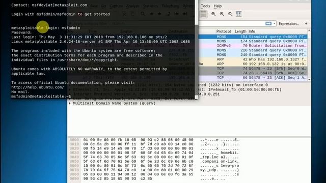 Metasploitable 2 - Telnet Exploit (Using WireShark) смотреть онлайн