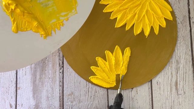 #10 Modelling paste Texture paint | easy sunflower texture painting on mdf board | easy tutorial смотреть онлайн
