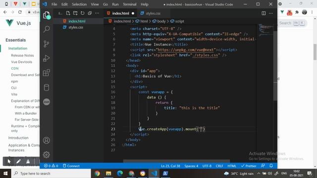 Vue Instance || Setting up Vue project with cdn || First vue project смотреть онлайн