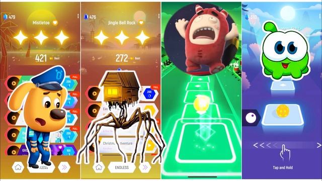 Sheriff Labrador ? Spider House Head ? Oddbods JEFF ? Om Nom? Who Is Best in Tiles Hop смотреть онлайн