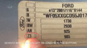 Where is the Paint Code / Colour Code Location: Ford Focus Mk 2 & C-Max 2004 - 2011