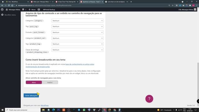 Breadcrumbs, Caminho ou Trilha de Navegação Configuração no Yoast Seo + Elementor смотреть онлайн