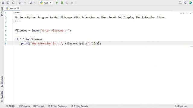 Write a Python Program to Get Filename With Extension as User Input And Display The Extension Alone смотреть онлайн