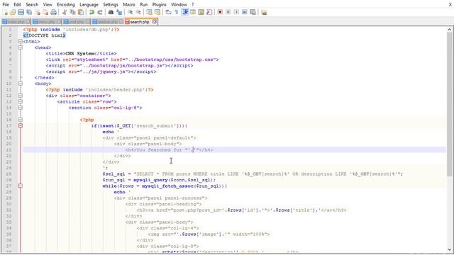 PHP With Bootstrap3 Tutorial | How To Showing Searched Text Part 97 смотреть онлайн
