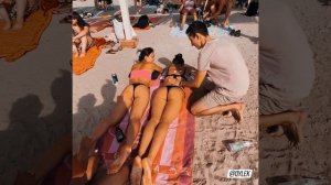 МАЖУ ПОПКИ НА ПЛЯЖУ?незнакомки дали себя потрогать