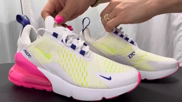 Nike Air max 270 pink and green Neon on feet смотреть онлайн