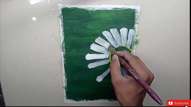 How to draw a daisy flower with drops of water / Acrylic painting @krishnaart17 смотреть онлайн