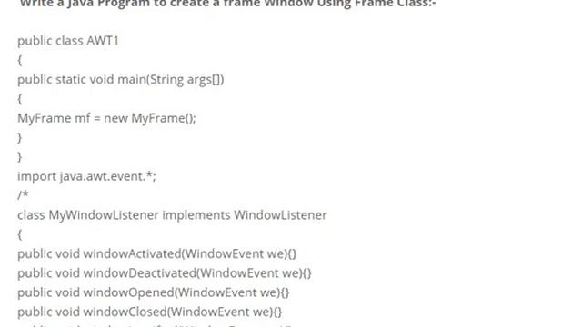 JAVA PROGRAM TO CREATE A FRAME WINDOW USING FRAME CLASS смотреть онлайн