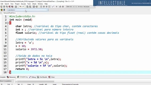 Linguagem C tipos de dados float char int смотреть онлайн