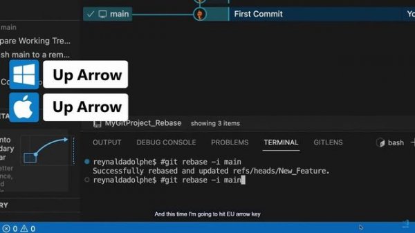 Git Rebase - Squash в VS Code с использованием GitLens Supercharge.