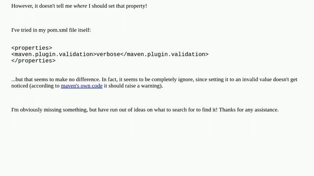 Where do you set the "maven.plugin.validation" property? смотреть онлайн