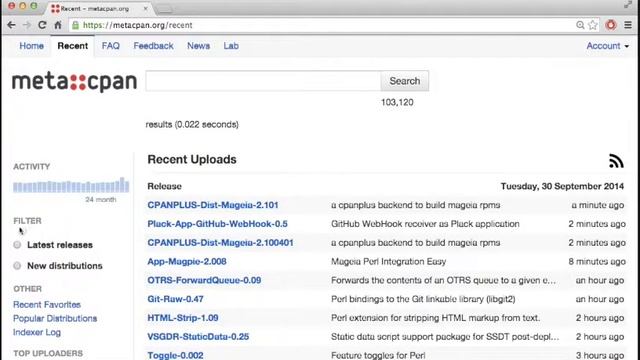 MetaCPAN recent uploads смотреть онлайн