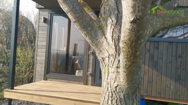 Каркасная баня в Современном стиле 4.6х4.8 м смотреть онлайн