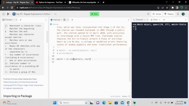 2023 | python for beginners | Regular Expressions in Python | Day 94 смотреть онлайн