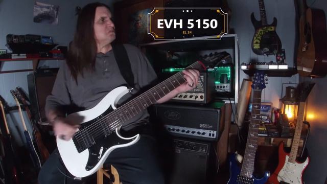 Peavy 6505 vs EVH 5150 EL 34 shoot out with a Ibanez 8 string with lace deathbucker pickups смотреть онлайн