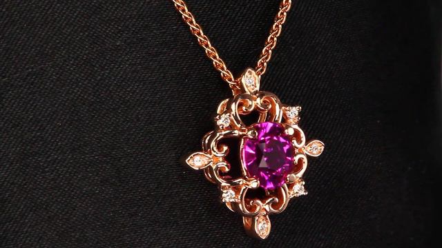 14K Rose Gold Pink Sapphire and Diamond Pendant 1.29 Carats смотреть онлайн