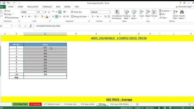 #20 Excel Trick, Basic Excel, Advance Excel, Beginners, Average Function,Avg. смотреть онлайн