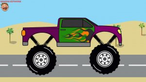 Раскраска- Монстр трак.  Раскрашиваем машинки.  Мультики для самых маленьких