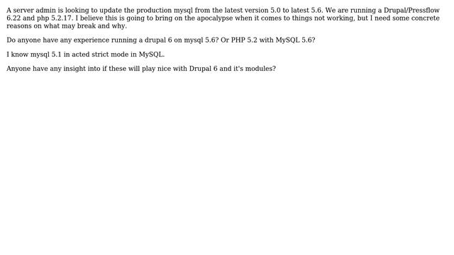 Drupal: Can MySQL 5.6 be used with Drupal 6 and php 5.2.17 смотреть онлайн