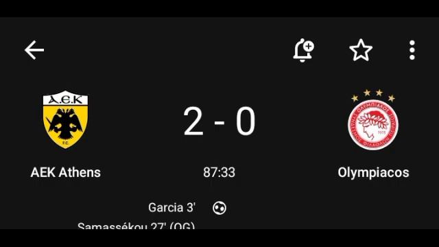 AEK Athens Vs Olympiacos Match Ongoing Greece Cup 2023 Garcia Goal