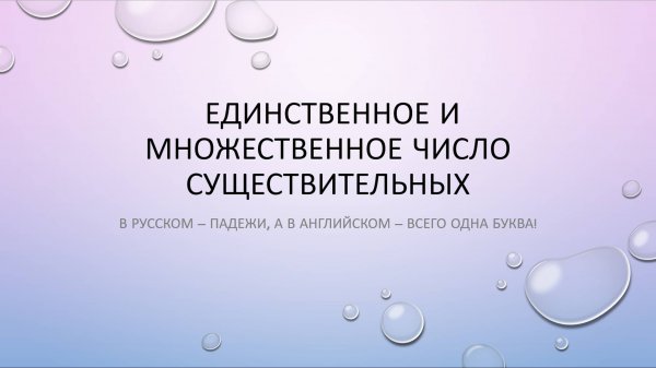 Единственное и множественное число существительных