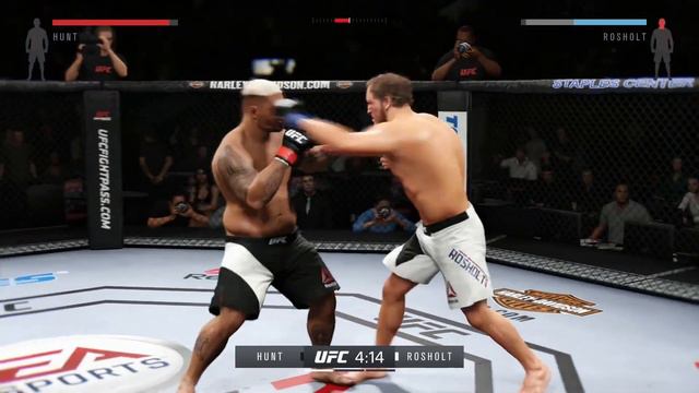 Mark Hunt " Iron Chin " vs Jared Rosholt EA sports UFC 2 KO Knockout смотреть онлайн