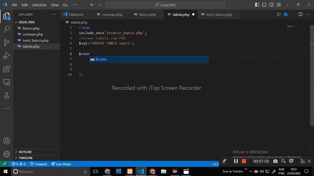 PHP , PDO E MYSQL PARTE--03--05(CRIANDO A TABELA EM PDO E PHP) смотреть онлайн