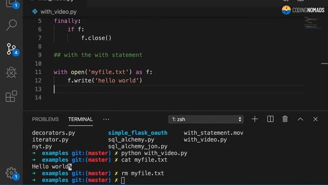 Resource & Exception Handling using Python's "with" statement. смотреть онлайн