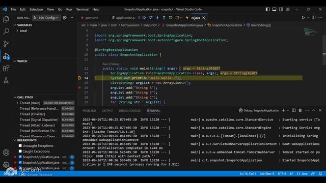 Debug Java project in Visual Studio code смотреть онлайн