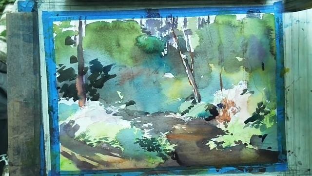 20200627 Лесной ручей. Акварельный этюд / Forest stream. Plein air watercolor painting смотреть онлайн