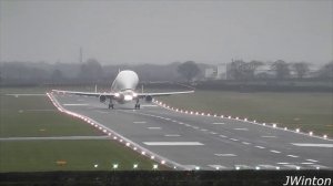 Airbus Beluga XL Crosswind training at Newcastle Airport