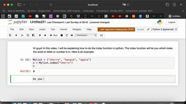 Python Tutorial: INDEX FUNCTION in PYTHON!! (#38) смотреть онлайн